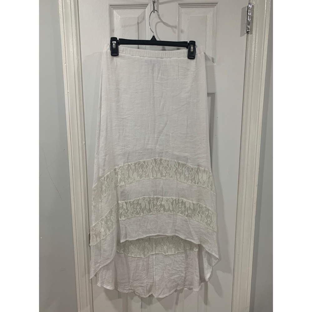 White laced asymmetrical maxi skirt size S by & by